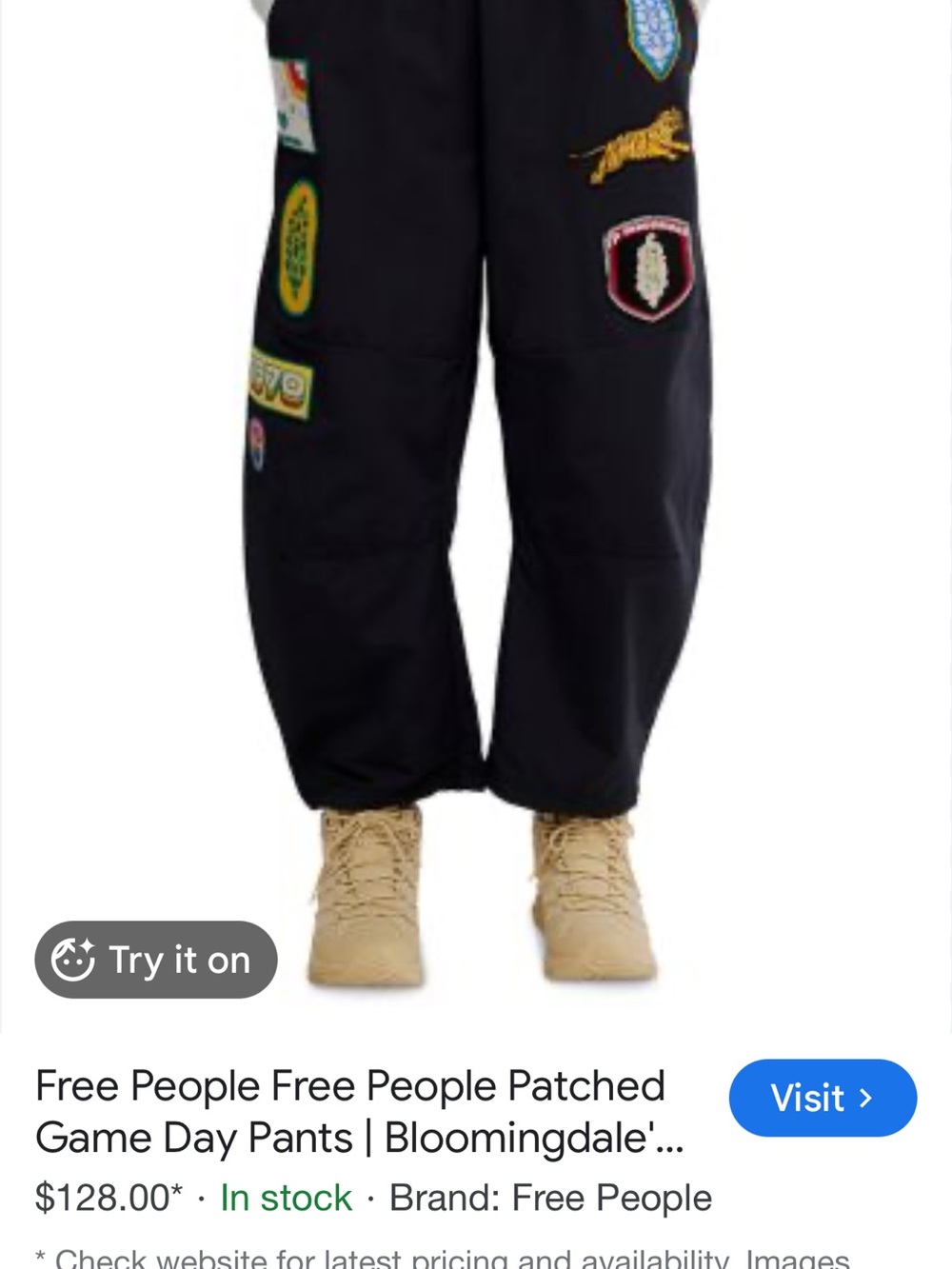 Free People Black Patched Jogger Pants with Multicolor Patches